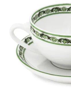 Teetassen mit Maiolica-Rand (2er-Set) - Weiß