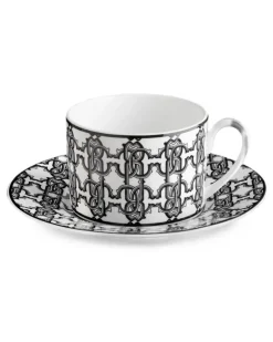 Teetassen-Set mit Monogramm-Print - Weiß
