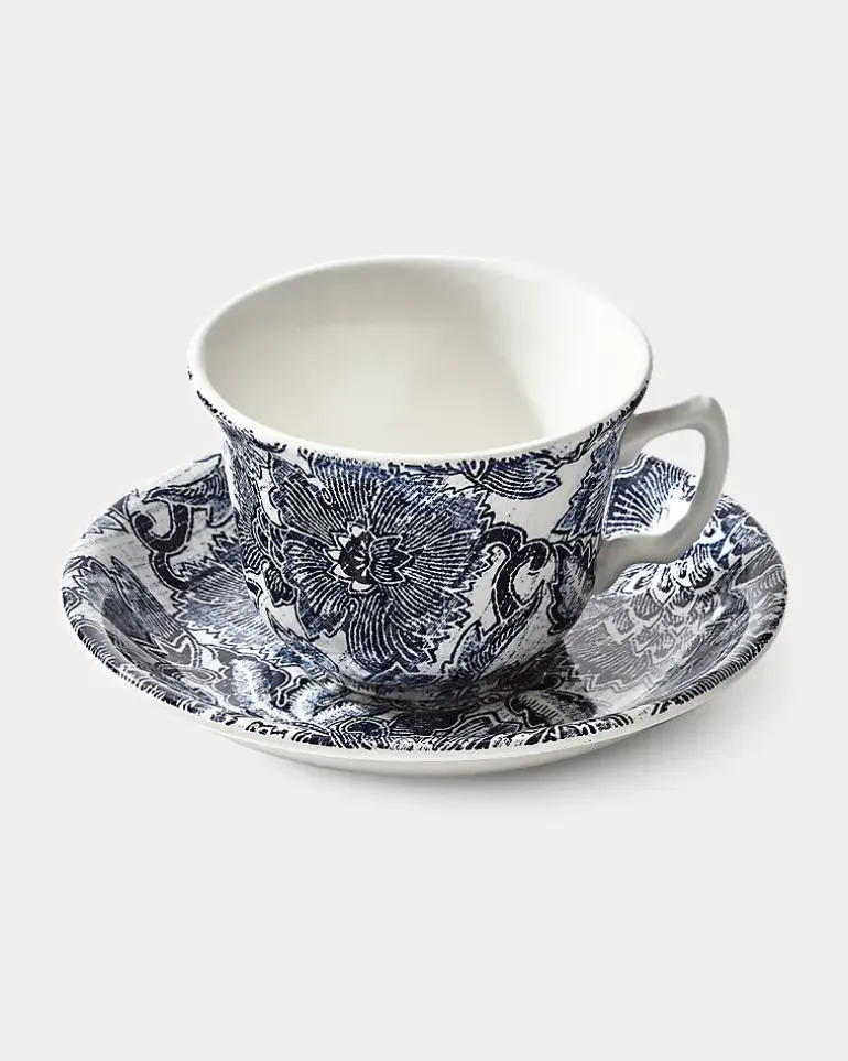 Teetasse und Untertasse Faded Peony Blue