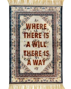Teppich mit eingebranntem Slogan-Print (120cm x 80cm) - Weiß