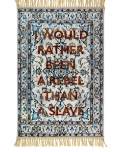 Teppich mit eingebranntem Slogan-Print (120cm x 80cm) - Blau