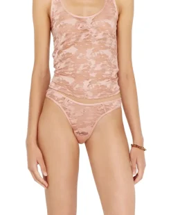 Thong aus Nylon-Spitze mit Oval D - Strings - Damen - Rosa