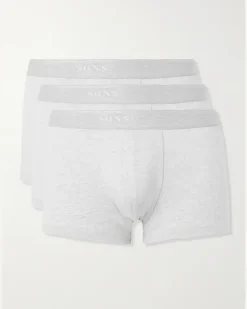 Three-Pack Stretch-Cotton Boxer Briefs Gray
