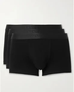 Three-Pack Stretch-Cotton Boxer Briefs Black