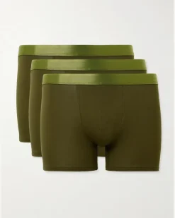 Three-Pack Stretch-TENCEL™ Lyocell Boxer Briefs Green