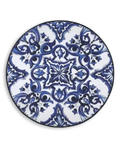Tischdecke aus Leinen mit Majolica-Print - Blau