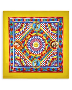 Tischdecke aus Leinen mit Print - Gelb