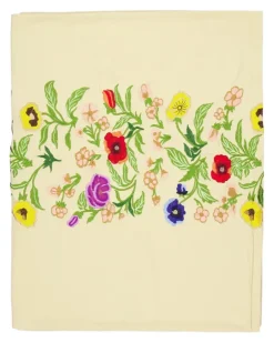 Tischdecke mit Blumenstickerei - Nude