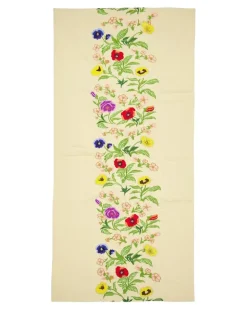 Tischdecke mit Blumenstickerei - Nude
