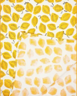 Tischdecke mit Zitronen-Print - Weiß