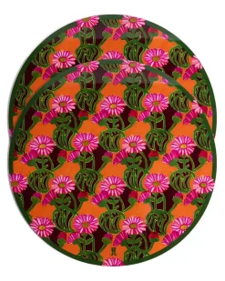 Tischsets mit Blumenprint (2er-Set) - Orange