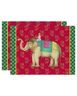 Tischsets mit Elefanten-Print - Rot