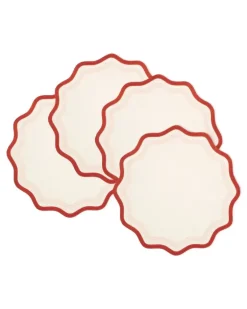 Tischsets mit Wellensaum (4er-Set) - Nude