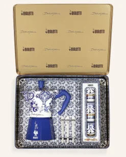 7-Tlg. Set: Espressokocher, Becher Und Ruhrstäbchen blau