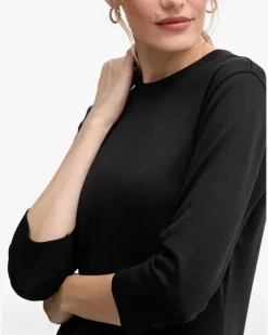 Tüllkleid mit Dreiviertelärmeln - Schwarz