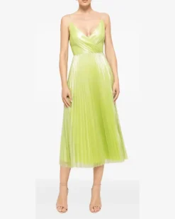 Tüllkleid mit Falten - Grün