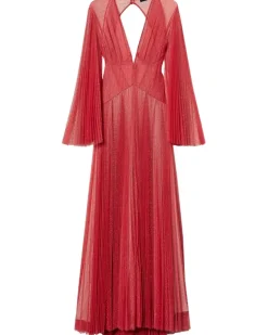 Tüllkleid mit Falten - Rot