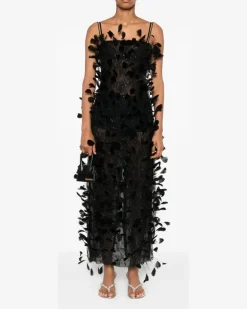 Tüllkleid mit Federn - Schwarz