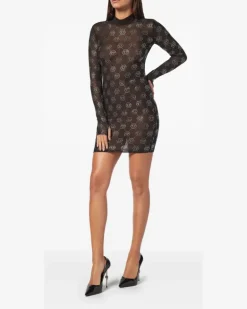 Tüllkleid mit Monogramm - Schwarz