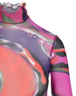 Tüllkleid mit Orchidee-Print - Violett