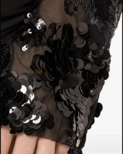 Tüllkleid mit Pailletten - Schwarz