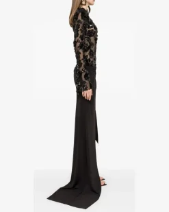 Tüllkleid mit Pailletten - Schwarz