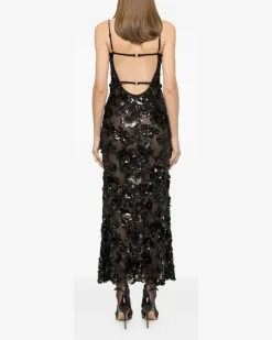 Tüllkleid mit Pailletten - Schwarz