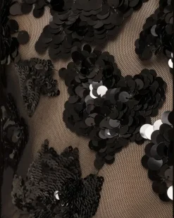 Tüllkleid mit Pailletten - Schwarz