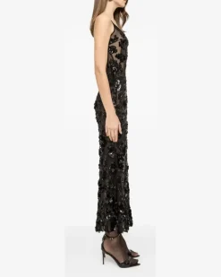 Tüllkleid mit Pailletten - Schwarz