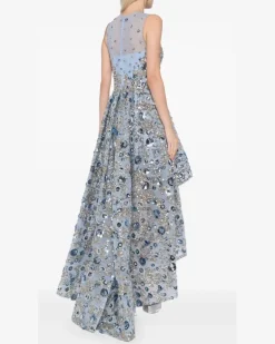 Tüllkleid mit Paillettenverzierung - Blau