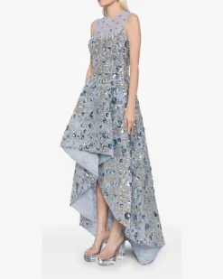 Tüllkleid mit Paillettenverzierung - Blau