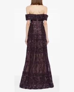 Tüllkleid mit Perlen - Violett