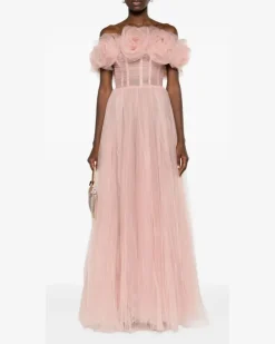 Tüllkleid mit Rosenapplikation - Rosa