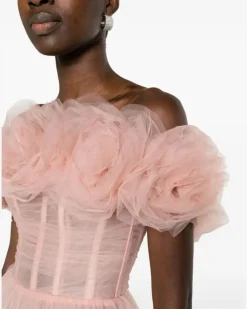 Tüllkleid mit Rosenapplikation - Rosa
