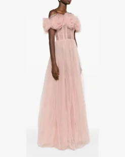 Tüllkleid mit Rosenapplikation - Rosa