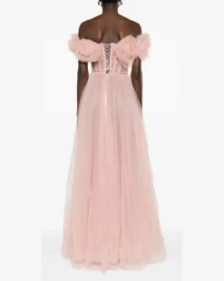 Tüllkleid mit Rosenapplikation - Rosa