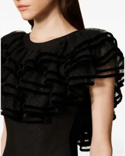 Tüllkleid mit Rüschendetail - Schwarz