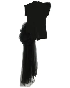 Tüllkleid mit Rüschen - Schwarz