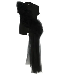 Tüllkleid mit Rüschen - Schwarz