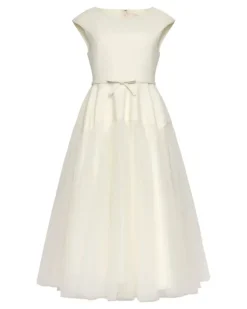 Tüllkleid mit Schleife - Nude