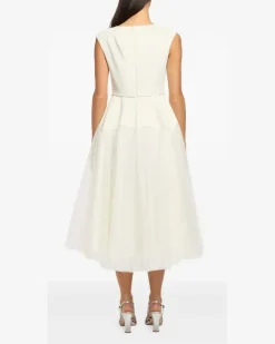Tüllkleid mit Schleife - Nude