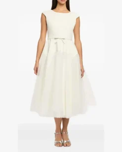 Tüllkleid mit Schleife - Nude