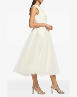 Tüllkleid mit Schleife - Nude