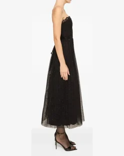 Tüllkleid mit Spitzenbesatz - Schwarz