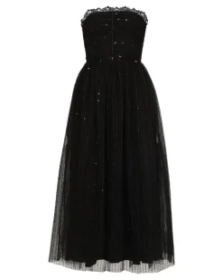 Tüllkleid mit Spitzenbesatz - Schwarz