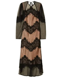 Tüllkleid mit Spitzendetail - Schwarz