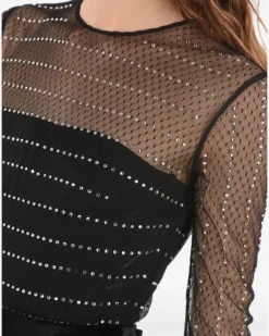 Tüllkleid mit Strass - Schwarz