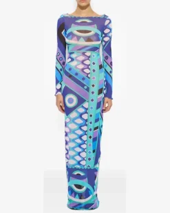Tüllkleid mit Vivara-Print - Blau