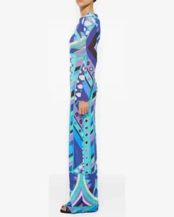 Tüllkleid mit Vivara-Print - Blau