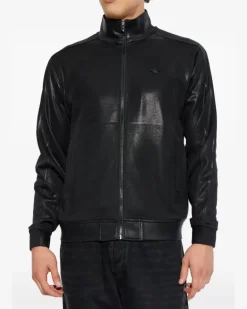 T-NORM-AA2 Sweatshirtjacke mit Glanzoptik - Schwarz